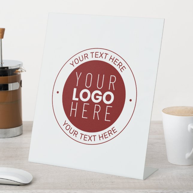 Your Logo & Customizable Text | Deep Red/DIY Colou Pedestal Sign (In SItu)