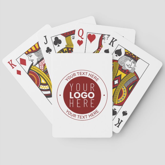 Your Logo & Customizable Text | Deep Red/DIY Colou Playing Cards (Back)