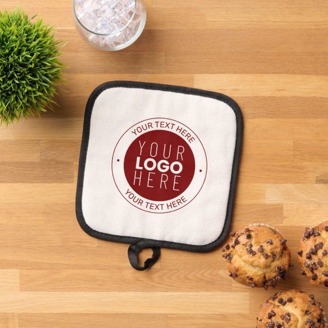 Your Logo & Customizable Text | Deep Red/DIY Colou Pot Holder (Top Down)