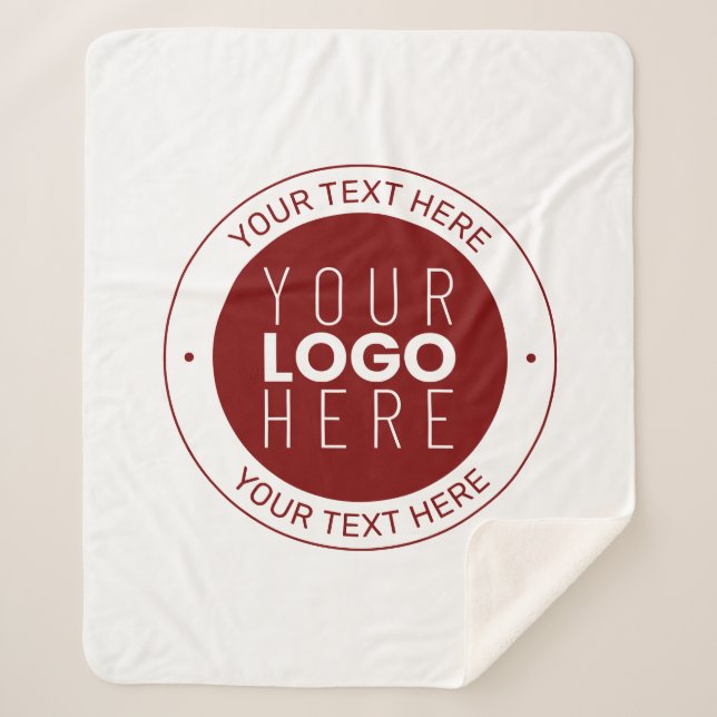 Your Logo & Customizable Text | Deep Red/DIY Colou Sherpa Blanket (Front)
