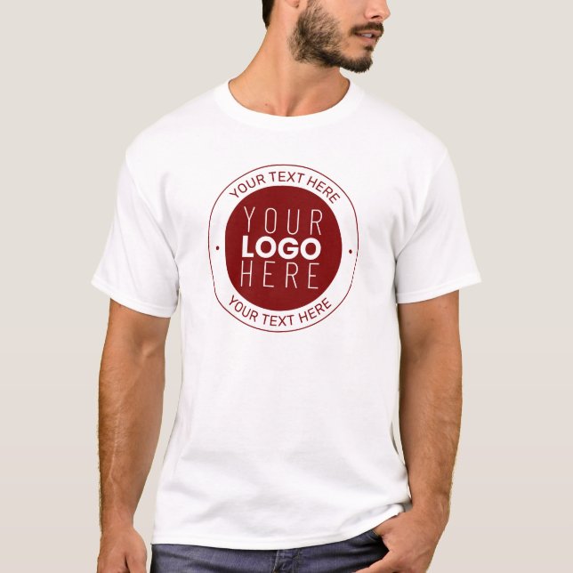 Your Logo & Customizable Text | Deep Red/DIY Colou T-Shirt (Front)