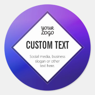 Your Logo & Customizable Text   Purple Ombre Classic Round Sticker