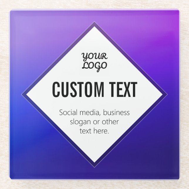 Your Logo & Customizable Text | Purple Ombre Glass Coaster (Front)