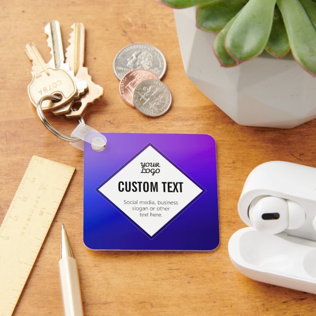 Your Logo & Customizable Text | Purple Ombre Keychain (Desk)