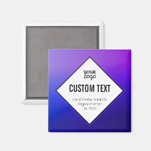 Your Logo & Customizable Text   Purple Ombre Magnet