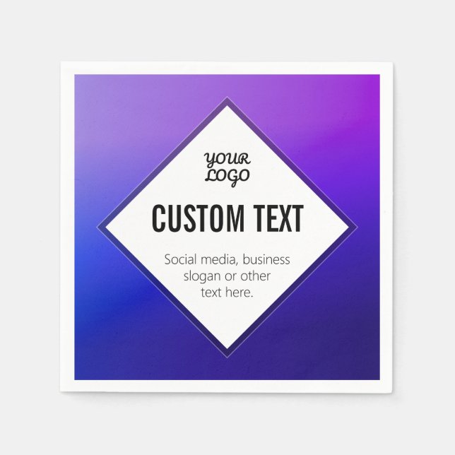 Your Logo & Customizable Text | Purple Ombre Napkin (Front)