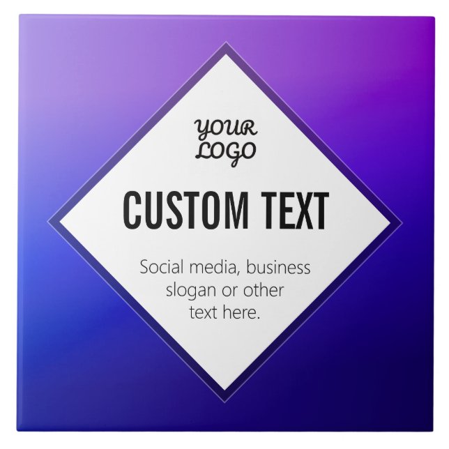 Your Logo & Customizable Text | Purple Ombre Tile (Front)