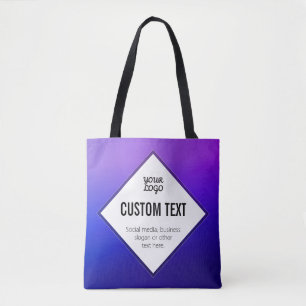 Your Logo & Customizable Text   Purple Ombre Tote Bag