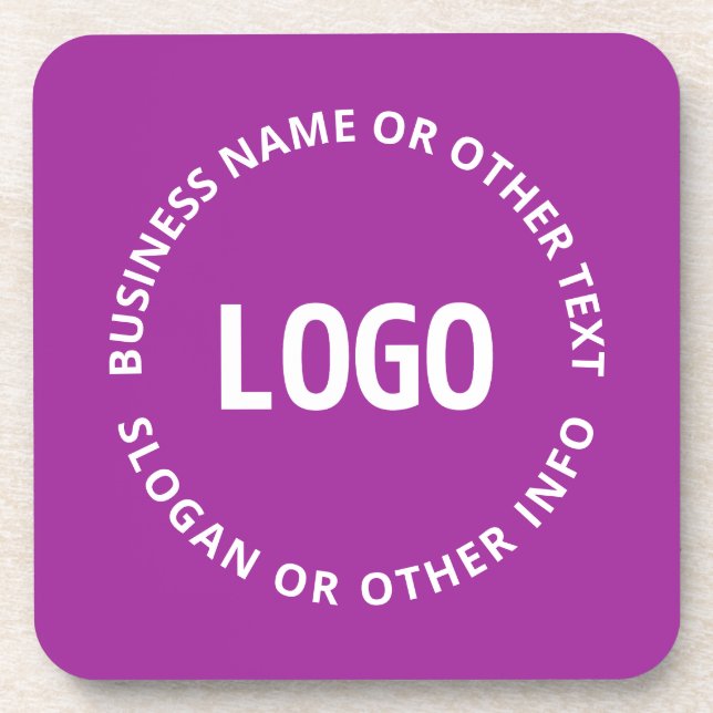 Your Logo & Customizable Text | Purple Violet Coaster (Front)