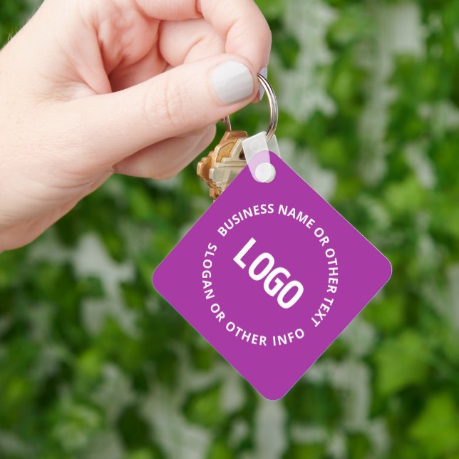 Your Logo & Customizable Text | Purple Violet Keychain (Hand)