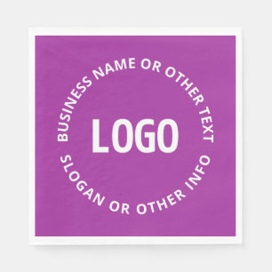 Your Logo & Customizable Text   Purple Violet Napkin