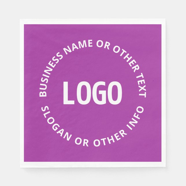 Your Logo & Customizable Text | Purple Violet Napkin (Front)
