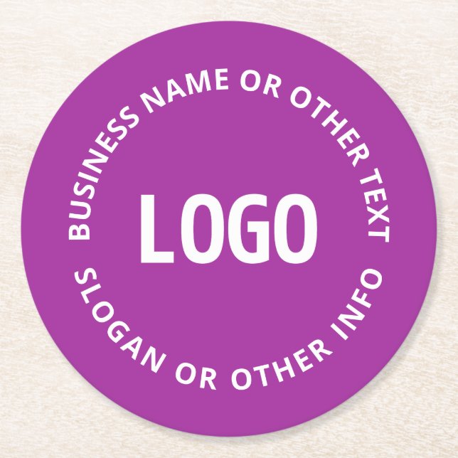 Your Logo & Customizable Text | Purple Violet Round Paper Coaster (Front)