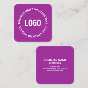 Your Logo & Customizable Text Purple Violet Square Business Card