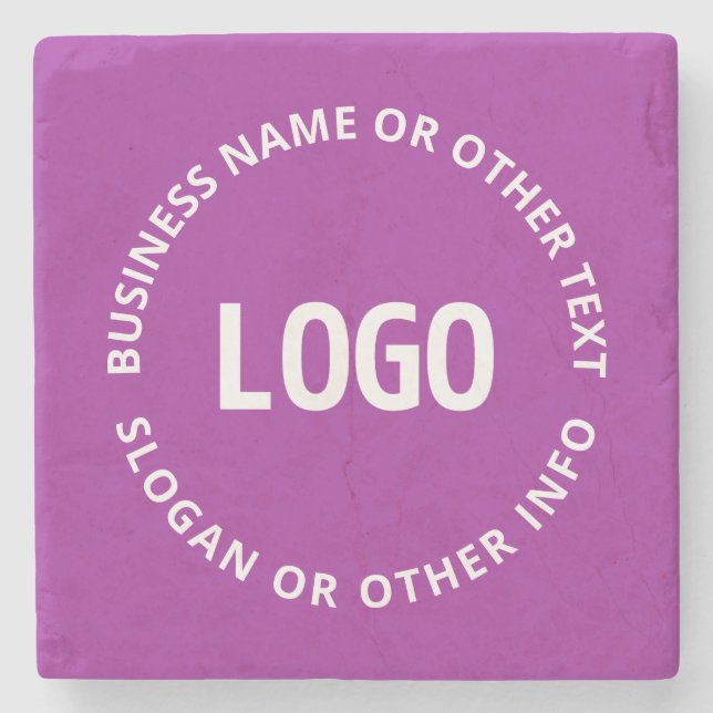 Your Logo & Customizable Text | Purple Violet Stone Coaster (Front)