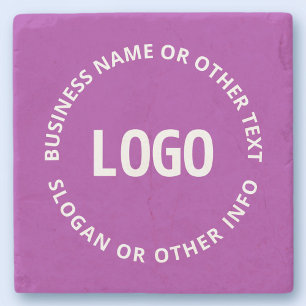 Your Logo & Customizable Text   Purple Violet Stone Coaster
