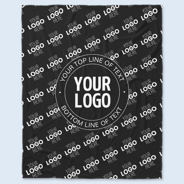 Your Logo & Customizable Text with Logo Pattern Fleece Blanket (Creator Uploaded)