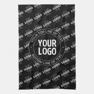 Your Logo & Customizable Text with Logo Pattern Kitchen Towel