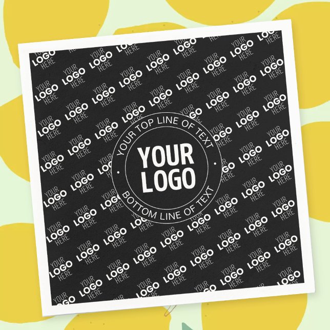 Your Logo & Customizable Text with Logo Pattern Napkin (Creator Uploaded)