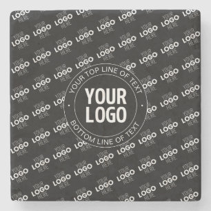 Your Logo & Customizable Text with Logo Pattern Stone Coaster