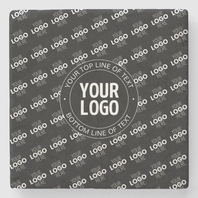 Your Logo & Customizable Text with Logo Pattern Stone Coaster (Front)