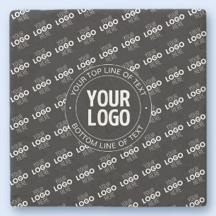 Your Logo & Customizable Text with Logo Pattern Stone Coaster