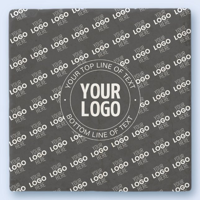 Your Logo & Customizable Text with Logo Pattern Stone Coaster (Creator Uploaded)