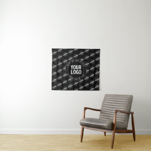 Your Logo & Customizable Text with Logo Pattern Tapestry