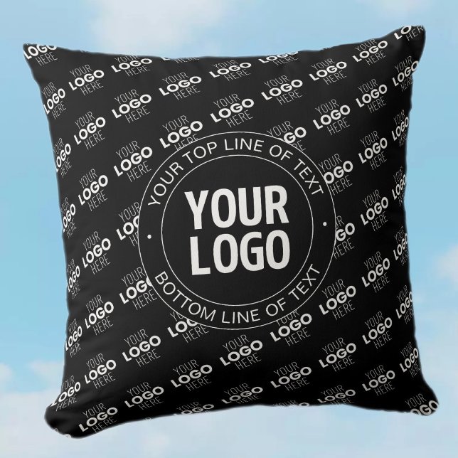 Your Logo & Customizable Text with Logo Pattern Throw Pillow (Creator Uploaded)