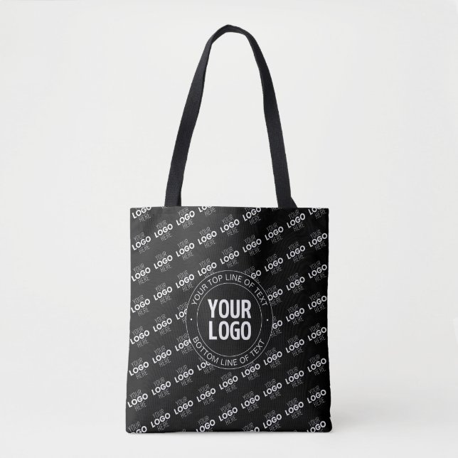 Your Logo & Customizable Text with Logo Pattern Tote Bag (Front)