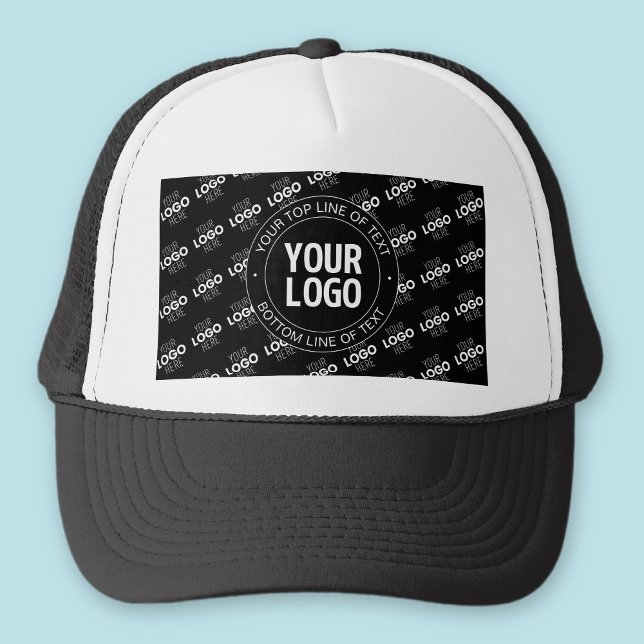Your Logo & Customizable Text with Logo Pattern Trucker Hat (Creator Uploaded)