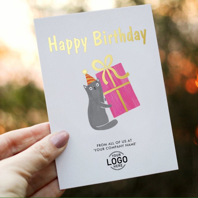 Your Logo Cute Cat Big Pink Gift Business Birthday (Creator Uploaded)
