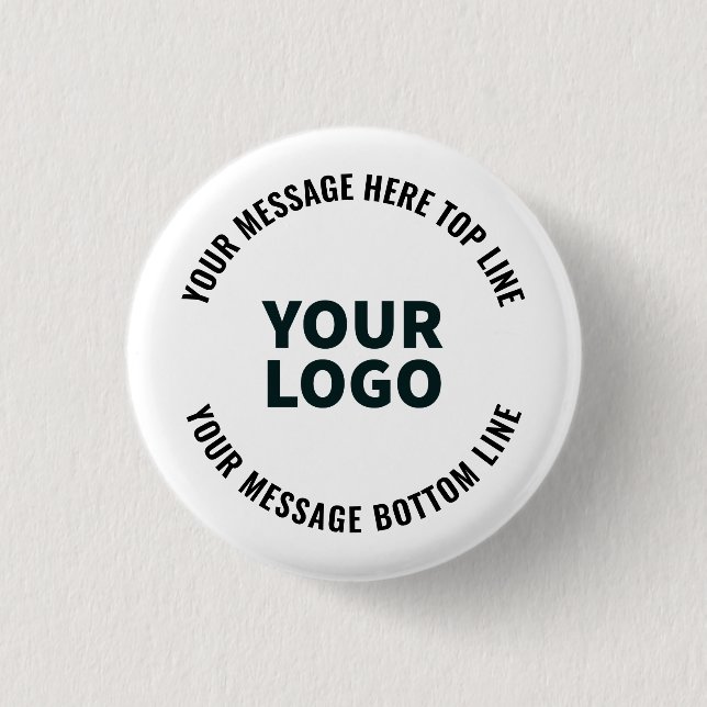 Your Logo Design or Image | Bold Editable Text 1 Inch Round Button (Front)