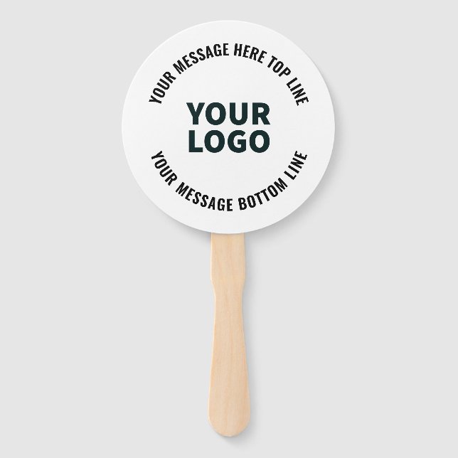 Your Logo Design or Image | Bold Editable Text Hand Fan (Front)