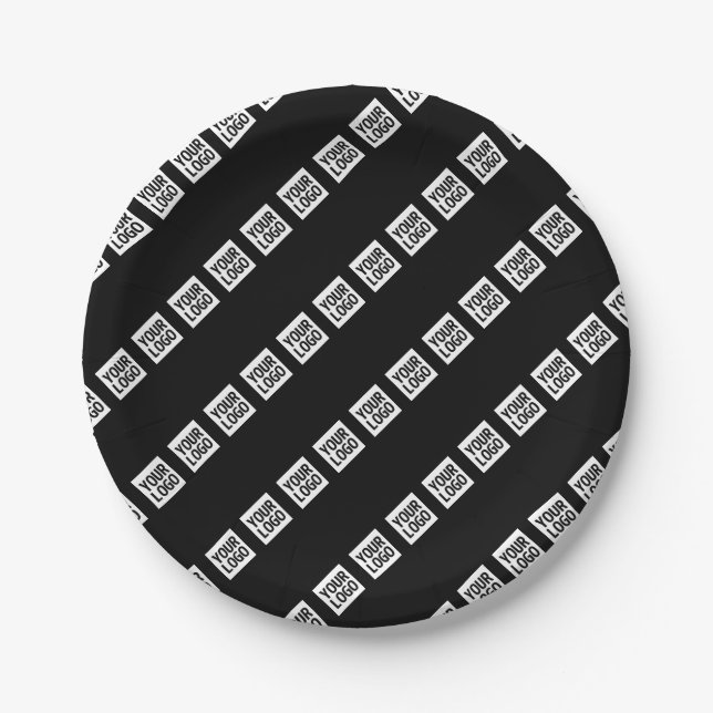 Your Logo, Design or Photo Tiled Diagonally  Paper Plate (Front)