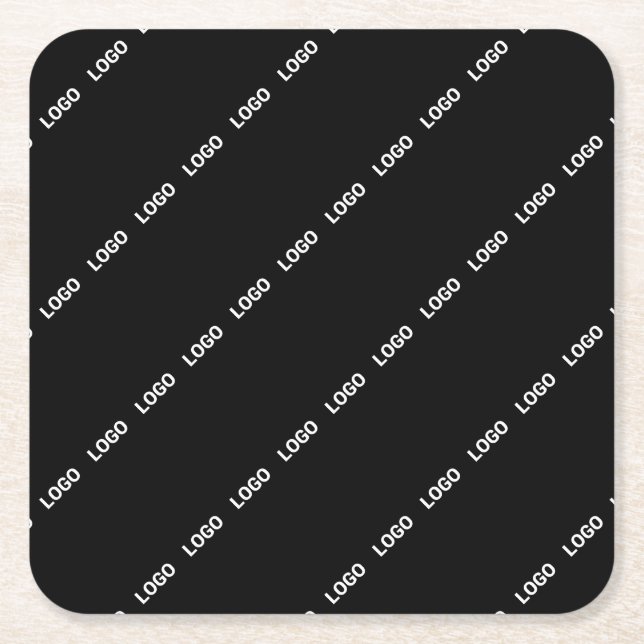 Your Logo, Design or Photo Tiled Diagonally  Square Paper Coaster (Front)