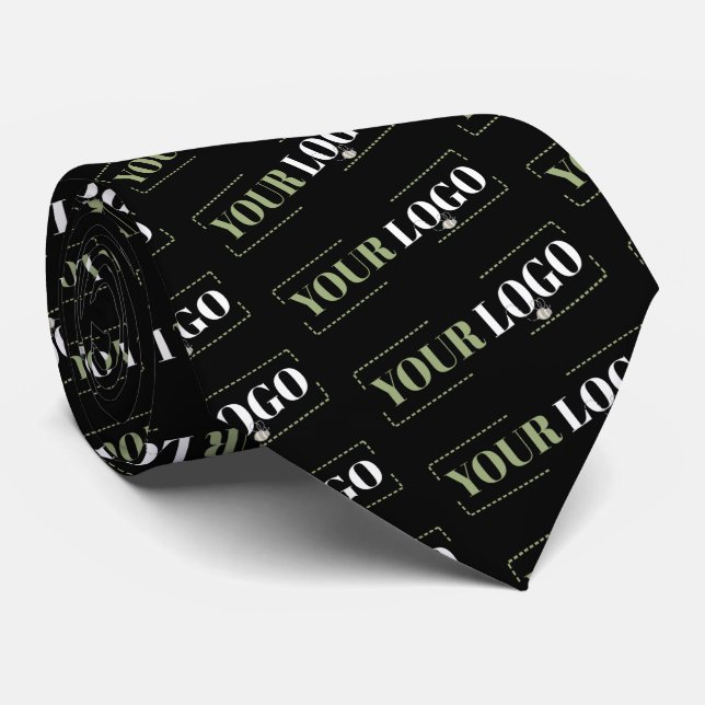 Your Logo Diagonal Pattern Black Corporate Tie (Rolled)