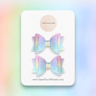 Your Logo Double Bow Hair Clip Display Card