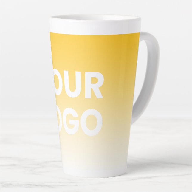 Your Logo & Editable Background Colour Gradient  Latte Mug (Right Angle)