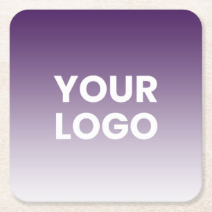 Your Logo & Editable Background Colour Gradient Square Paper Coaster