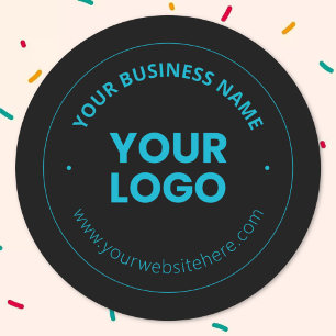 Your Logo   Editable Business Name & Website Classic Round Sticker