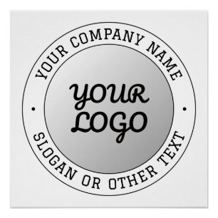 Your Logo & Editable Circular Text Grey Ombre Poster