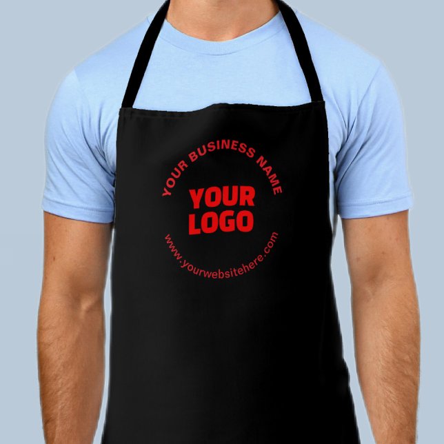Your Logo & Editable Circular Text, Red or DIY Apron (Creator Uploaded)