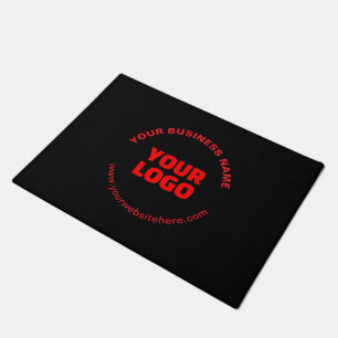 Your Logo & Editable Circular Text, Red or DIY Doormat