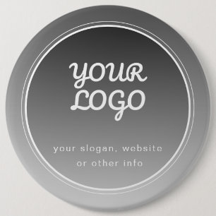 Your Logo & Editable Text   Dark Grey Gradient  6 Inch Round Button