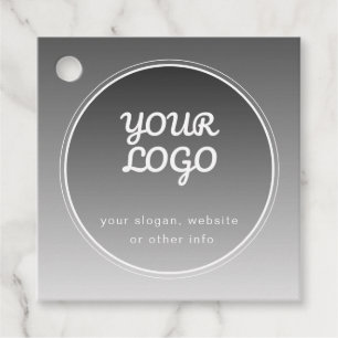 Your Logo & Editable Text Dark Grey Gradient Favour Tags