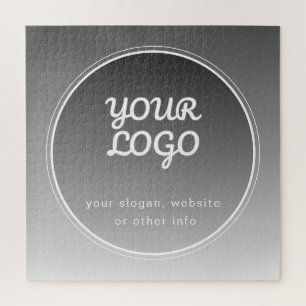 Your Logo & Editable Text   Dark Grey Gradient  Jigsaw Puzzle