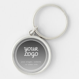 Your Logo & Editable Text   Dark Grey Gradient  Keychain
