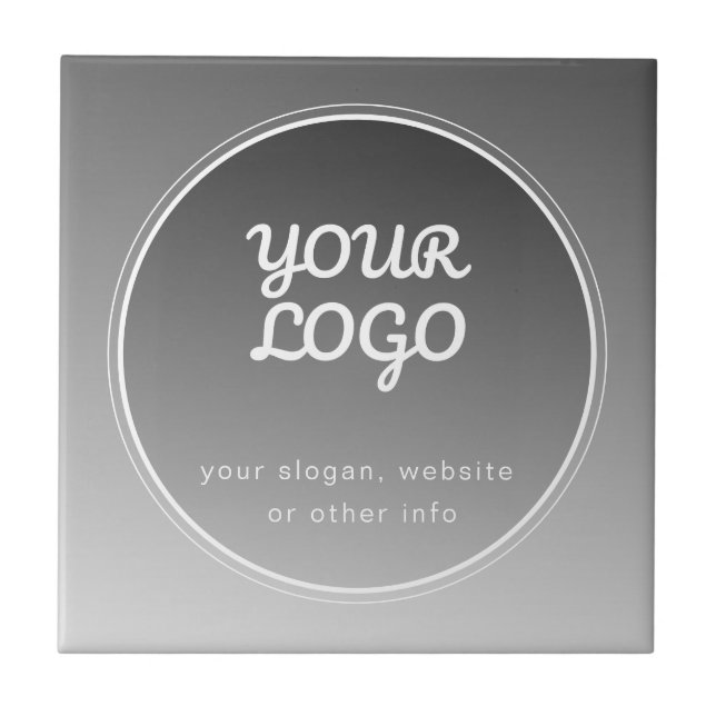 Your Logo & Editable Text | Dark Grey Gradient  Tile (Front)