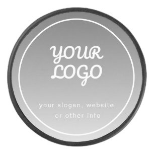 Your Logo & Editable Text   Dark Grey Ombre  Hockey Puck